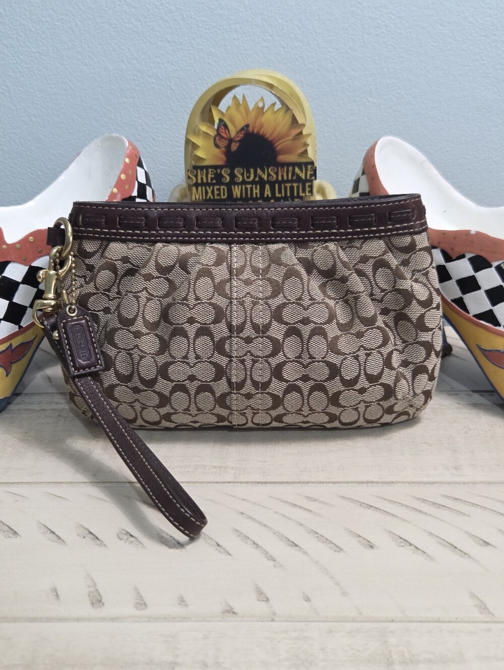 Coach Vintage Y2K Soho Pleated Signature Jacquard Wristlet Clutch Tattersall,LN